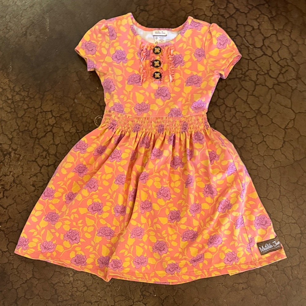 Matilda Jane Vibrant Orange and Purple Floral Dress